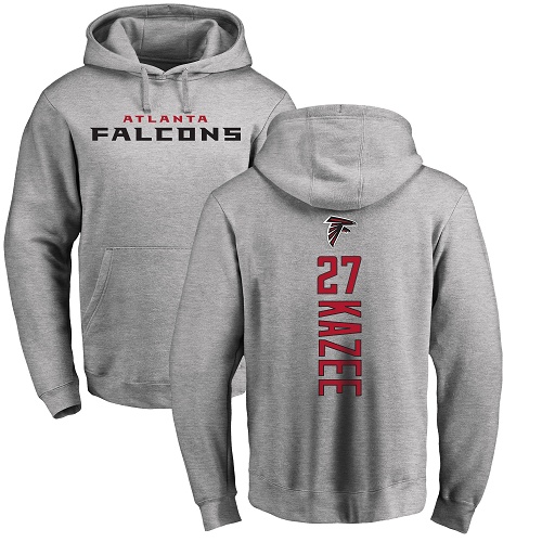 Atlanta Falcons Men Ash Damontae Kazee Backer NFL Football #27 Pullover Hoodie Sweatshirts->nfl t-shirts->Sports Accessory
